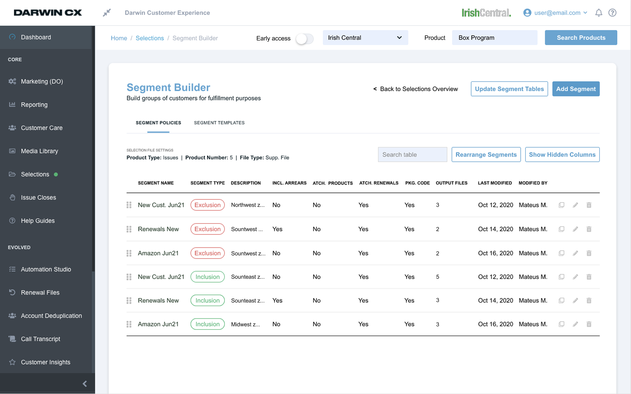 DarwinCX Segment Builder Final UI
